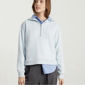 Everlane The Track Half Zip Sweatshirt in Light Blue